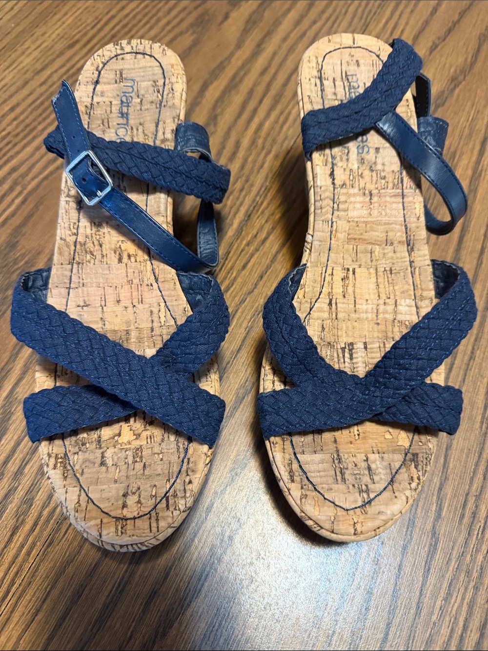 Maurices Navy Braided Cork-Strap Sandals - Women